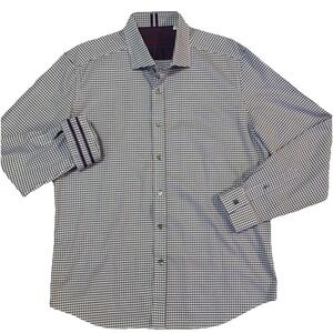 Robert Graham Mens Abstract Purple Textured Long Sleeve Button Up XL Shirt